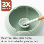 Ashtray with Lid for Outside Patio, Windproof Ash tray, Ceramic Smokeless Ashtray for Outdoor Home Office Tabletop Patio Outdoor Balcony, Mint Green