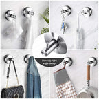 YOHOM Vacuum Suction Cup Hooks Shower Towel Holder Bathroom Shower Hook Brushed Stainless Steel Suction Towel Rack Kitchen Storage Organizer for Bathrobe Loofah Washcloth 4Pcs