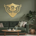 SIGNLEADER Metal Wall Art Decor - Soccer Trophy with Wings Minimalist Modern Abstract Wall Sculpture Hanging Home Decoration for Living Room, Bedroom, Bathroom, Kitchen, Studio, Outdoor - 18" Gold