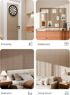 Bumusty Large Cork Board 48" x 36" Alternative - 12 Pack Felt Wall Tiles with 70 Safe Removable Adhesive Tabs, 30 Pushpins, Cork Boards for Walls Pin Board Bulletin Board Office Decor (Taupe)