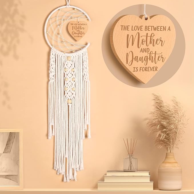 Mom Gifts for Christmas from Daughter Son, Decorations Dream Catcher with Heart Pendant Birthday Gift for Mom New Mother Mother in Law Wife Stepmother Boho Home Wall Decor