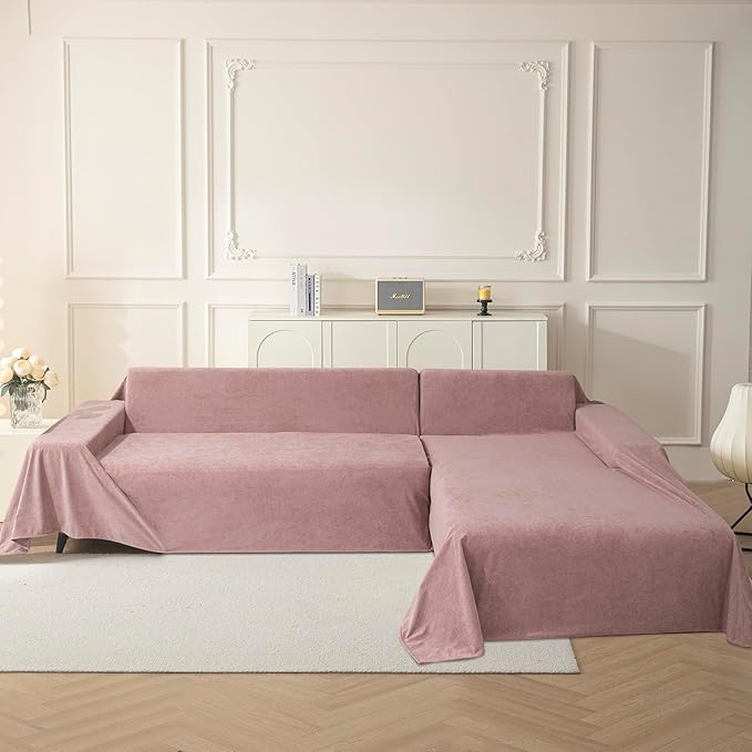 MYSKY HOME Pink Sofa Cover, Couch Covers for Pet Couch Cover Reclining Couch Covers, Covers for 3 Cushion Couch, Thick Durable Washable Sofa Covers for Furniture Couch Cover, 91" x 134"