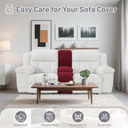 Reclining Sectional Couch Covers Velvet L Shape Recliner Sofa Middle Console Cover for Dogs Pets Washable Anti Slip 1 Additional Recliner Center Console Slipcovers (1 Console, Wine Red)