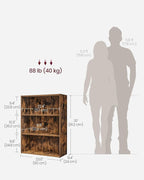 VASAGLE CUSTOS Collection - Bookshelf, 3-Tier Bookcase, Book Shelf, Open Storage Shelf, 9.4 x 23.6 x 32 Inches, for Living Room, Home Office, Dinning Room, Rustic Brown ULBC163X01