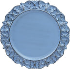 13" Antique Blue Charger Plates, Set of 6 Plastic Textured Chargers for Dinner Plates with Embossed Rim, Table Décor, Party, Wedding, Holiday