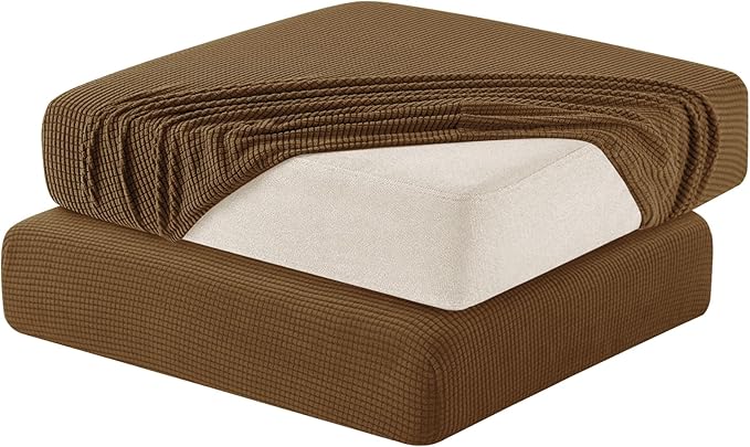 Hokway Stretch Couch Cushion Slipcovers Reversible Cushion Replacement Slipcovers Sofa Cushion Covers(Coffee, 2)