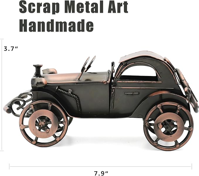Classic Car Gifts for Men - Unique Cool Birthday Gift Ideas - Vintage Car Decor for Room, Home, Office, Man Cave, Garage - Antique Scrap Metal Model Car Ornaments (M-2)
