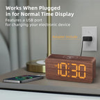 uscce Wooden Digital Alarm Clocks for Bedrooms: Dimmable Dual Alarm Clock with Large Numbers for Bedside Desk - Loud Alarm for Heavy Sleepers with Volume Control - Wood Decor & Gifts