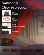 Roxicosly Projection Alarm Clock for Bedroom Ceiling, 118 dB Super Loud for Heavy Sleepers, 6.7" Large Digital Dimmable Display with Day Date Indoor Temp Humidity, Dual Alarms Adjustable Volume