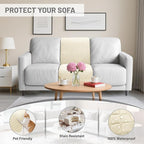 Recliner Sofa Covers 100% Waterproof Velvet L Shape Recliner Couch Covers for Dogs Pets Washable Anti Slip 1 Additional Couch Cover for Reclining Couch (Additional Seat, Ivory White)