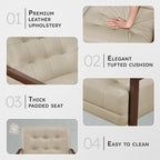 Lexicon Modern Accent Chair, Luxury Genuine Leather Match Living Room Chair With Tufted Cushions, Arm Chair With Solid Wood Frame, Comfy Single Chair For Living Room/Bedroom/Reading Room/Office, Beige