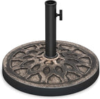 Tangkula 30 lbs Heavy Duty Umbrella Base, Round Parasol Holder with Adjustable Knob for Φ1.5-Φ1.9 Pole, Resin Umbrella Stand with Decorative Pattern, Easy Setup