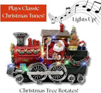 allgala Crafted Polyresin Christmas House Collectable Figurine with USB and Battery Dual Power Source-Santa's Express Train-XH93429