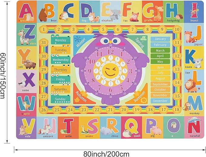 Kids Play Mat for Floor, ABC Playroom Baby Rug 60x80 Non Slip Padded Floor Mats for Kids(Type B)