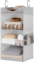 StorageWorks Hanging Closet Organizer, 3-Shelf Hanging Closet Shelves with Top Shelf, 15 ¾"W x 12" D x 31" H, Extra-Large Space, Light Grey