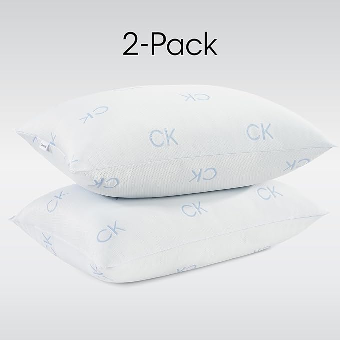 Calvin Klein Cooling Knit 20" x 36" King Size Set of 2 Bed Pillows for Sleeping, White