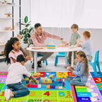 Kids Alphabet Play Game Rug - 7'x10' ABC Numbers and Shapes Educational Learning Toddler Carpet - Kids Room Playroom Classroom Kindergarten Activity Fun Soft Non-Slip Mat
