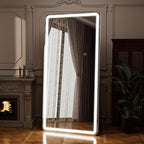 71"x32" LED Full Length Mirror – Standing Floor Body Mirror with Dimmable Lights 3 Color Modes – Adjustable Brightness, Wall-Mount or Leaning for Barber, Fitness Center, Dressing Room