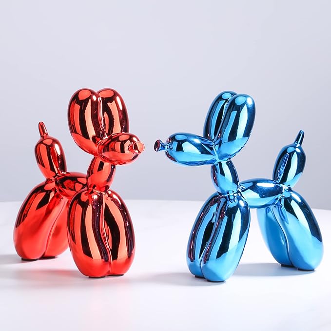 Silver Balloon Dog Decor,Balloon Animal Decor,Shelf Decor Preppy Room Decor,Cute Statue Home Decor, Bedroom Modern Sculpture Desk Decor,Office Gold Decorations Small Figurines