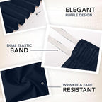 Utopia Bedding Twin Elastic Bed Ruffle - Easy Wrap Around Ruffle - Microfiber Bed Skirt with Adjustable Elastic Belt 16 Inch Tailored Drop - Hotel Quality Bedskirt, Fade Resistant (Twin, Navy)