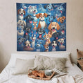 VUMIVI Cartoon Dog Tapestry Cute Puppy Pet Lovers Animal Theme Colorful Illustration Tapestry Wall Hanging for Living Room Bedroom Dorm Classroom Aesthetic Decor W60xL60in