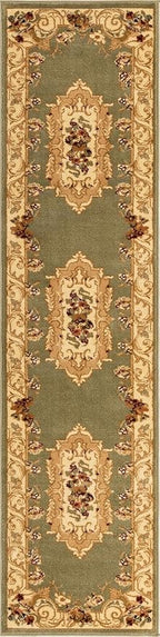 Rugs.com Chateau Collection Rug - 8 Ft Runner Green Medium Pile Rug