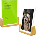 2 Pack 4x6 U-shaped Acrylic Sign Holder with Wood Base Menu Holder Flyer Holder Poster Stand Photo Stand (4*6)
