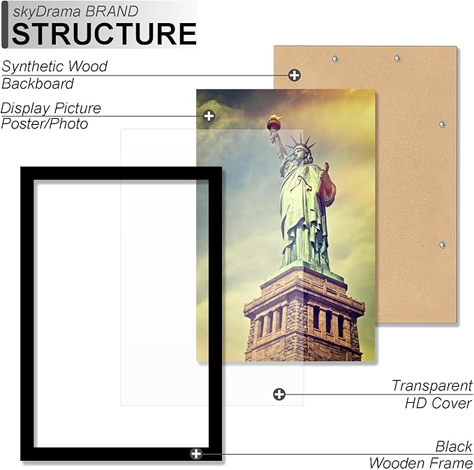 100% Solid Wood 9x11 Picture Frame Set of 2, Black Frame for 9 x 11 Inch Picture Poster Photo, Light Weight 9 by 11 HQ Matte Black Frame for Wall - 2 Pack/Black/9"x11"