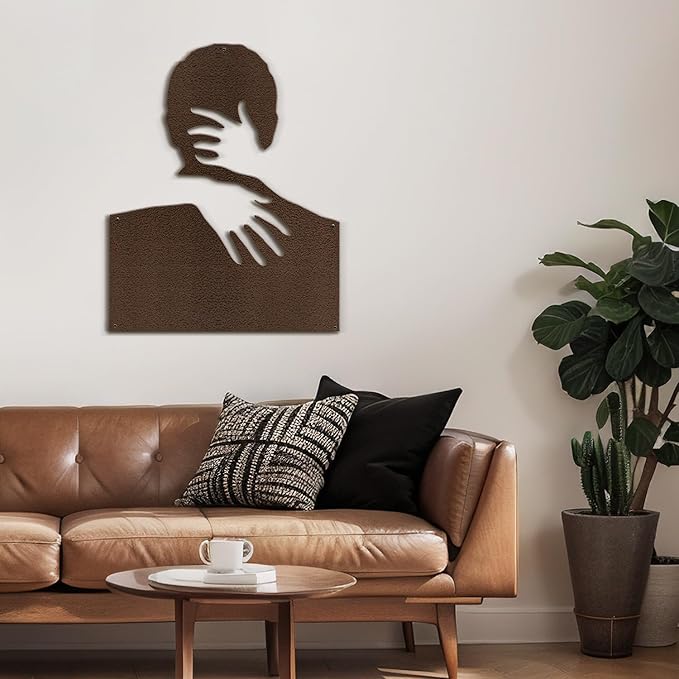 SIGNLEADER Metal Wall Art Decor Love Romance Minimalist Modern Abstract Wall Sculpture Hangings Home Decoration for Living Room, Bedroom, Bathroom, Kitchen, Outdoor - 18" Bronze