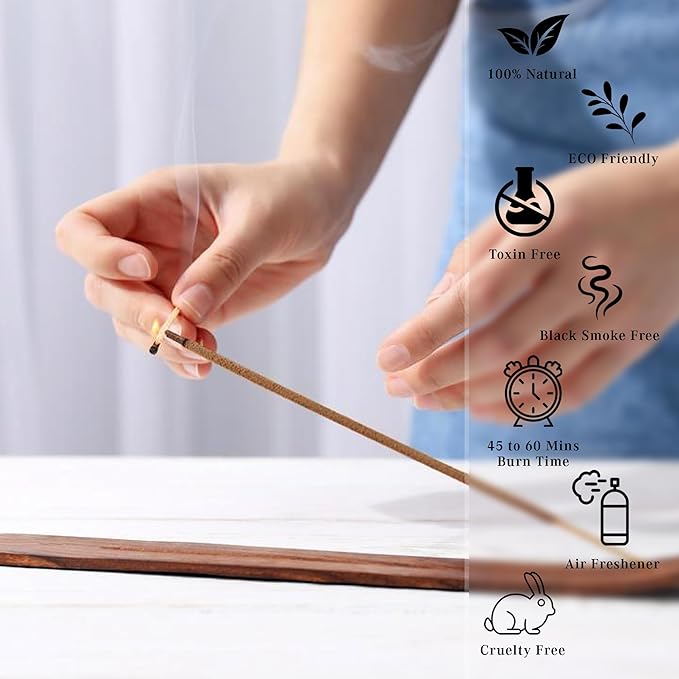 Nag Champa Incense Sticks, Organic Hand Dipped Incense, Natural Herbs & Aromatic Ingredients, Contain 40 Sticks Inside, Burn Time 45-60 Min, Spiritual Gifts, Incense by Karma Pledge