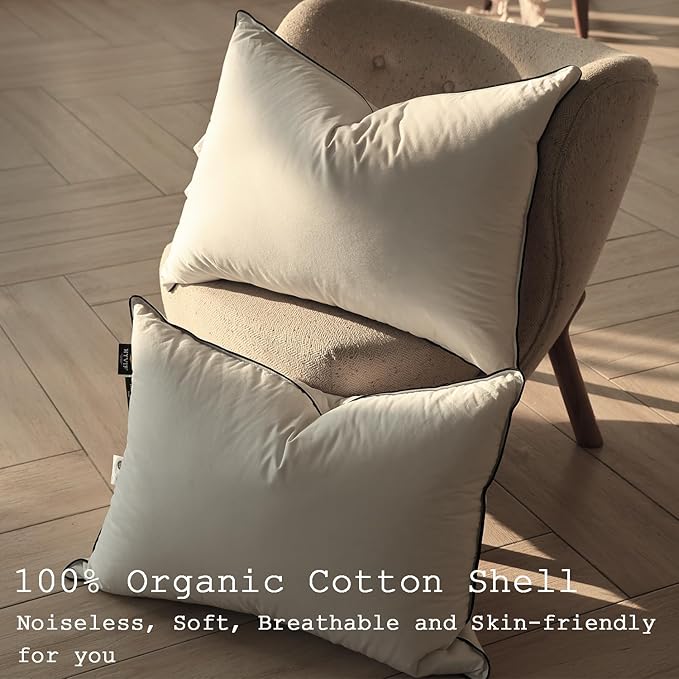Luxurious Down Pillows - Standard Size, High Fill Power, Breathable Cotton Blend Shell,Down Pillow Ideal for Every Night (White, Standard (Pack of 1))