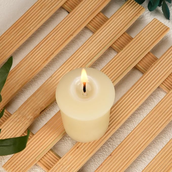 Pure Beeswax Votive Candles, Pack of 10 - Natural Unscented Beeswax Candles for Family Parties and Birthday Gifts (Ivory)
