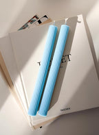 10" Candle Sticks, Ribbed Taper Candles, Sky Blue, 4-Pack, Unscented