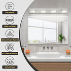 OKELI 4 Lights Bathroom Vanity Light Fixtures Brushed Nickel LED Dimmable Vanity Light Over Mirror Modern Wall Mounted Lighting Fixture, 350° Rotatable Lamp Head 32W Cold White 6000K ETL Listed