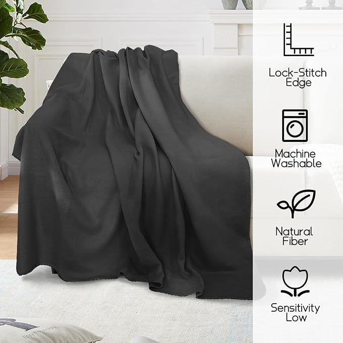 24 Pcs Soft Fleece Blankets Bulk 60 x 50 in, Lightweight Throw Blankets in Bulk Cozy Wool Bulk Blankets for Wedding Bed Couch Use Gifts & Home, Homeless Men Women (Black)