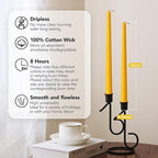 New Burning Formula Unscented Dripless 10-Inch Taper Candles Set of 12 - Lemon, for Wedding, Dinner - Smokeless, Long Burning - Hand Poured, Colored Tall Candlesticks - Limón