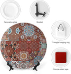 XISUNYA 10 Inch Decorative Plate, Mandala Porcelain Plate, Classic Victorian Floral Authentic Motives Tribal Print Ornament Display Plate Handmade Plate Wedding Gifts, Multicolor
