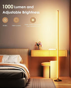 Smart RGB LED Corner Floor Lamp with App and Remote Control, 65" Color Changing Standing Lamp with Music Sync and 16 Million DIY Colors, Modern Floor Lamps for Bedroom Living Room Gaming Rooms