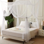 VISATOR Mosquito Net Bed Canopy, 4 Corner Post Canopy Bed Curtains with 4 Hanging Hooks, 30ft Tether and 4 Tassel Hanging Pendants for Full/Queen/King Size