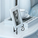 Plate Display Stands with Hinged Folding Design, 8 Inch Picture Frame Stand for Tables, Decorative Easels for Plates, Photos, Cards and Books, 8’’ Black, 2-Pack