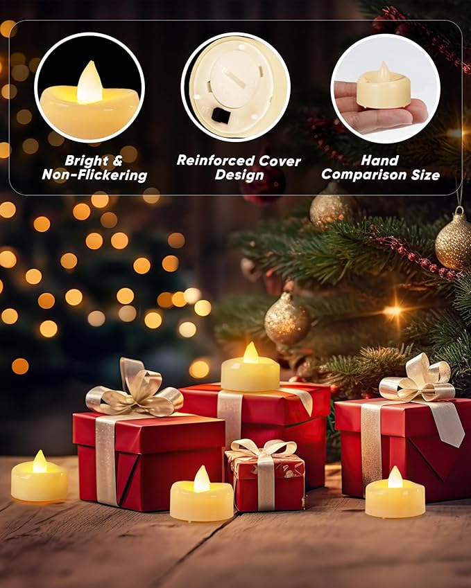 BEICHI Flameless Candles, 12/24/50/100/150 Pack Tea Lights Battery Operated, No Flickering Votive Candles LED Tea Lights for Halloween Christmas Wedding Home (100 Pack, Ivory Shell)