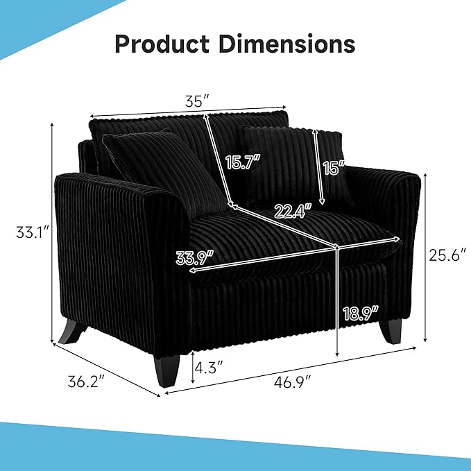 ERYE Living Room Accent Chair, Modern Corduroy Upholstered Chair Wider Seat Cushion Leisure Armchair W/2 Pillows and Removable Cover for Home Apartment,Bedroom,Office