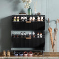 Shoe Cabinet Storage,Modern Freestanding Organizer with 2 Flip Drawers,Narrow Shoe Rack Cabinet for Entryway,Black