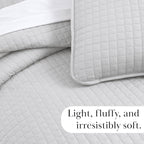 Southshore Fine Living, Inc. Oversized Quilt King Size Set, Grey Bedspread King/California Size with 2 Matching Pillow Shams, Soft Microfiber Coverlet, Easy Care, Machine Wash, Light Grey