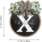 Circular Surname Front Door Welcome Sign - 26 Letter House Wreath, Front Porch Decorations, Year-Round Home Decor (X)