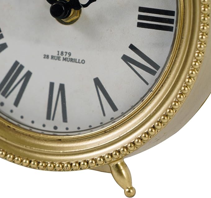 NIKKY HOME Gold Table Clock, Silent Non-Ticking Shelf Desk Top Clock Battery Operated Classic Design, Decorative Home Decor for Living Room, Fireplace Mantel, Desktop, Countertop