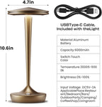 2 Pack Cordless Lamp Rechargeable LED Table Light,48Hrs Battery Operated Restaurant Table Lamp, Dimmable Potable Lamp with IP54 Waterproof for Dining,Outdoor Patio,Camping,Shower(2PBronze)