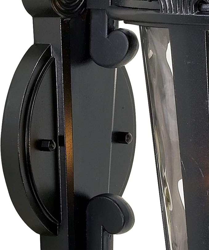 John Timberland Casa Marseille European Outdoor Wall Light Fixture Mediterranean Black Scroll Arm 21 1/2" Clear Hammered Glass for Exterior House Porch Patio Outside Deck Garage Front Door Home