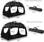 Indoor Instant Privacy Bed Tent for Sleeping,Quick Set-up Bed Canopies,Portable Bed Drapes with Large Space and 3 Doors (Black, Twin)