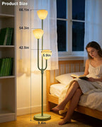 Lightdot 66IN Flower Floor Lamp 3-Lights Vintage Floor Lamps with 3000K Bulbs Included for Wedding Party Modern Dimmable Green Standing Tall Lamp for Living Room/Bedroom/Sofa Beside/Corner Decor